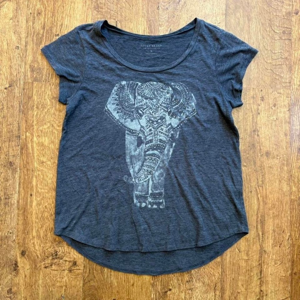 Lucky Brand grey/navy elephant graphic t-shirt